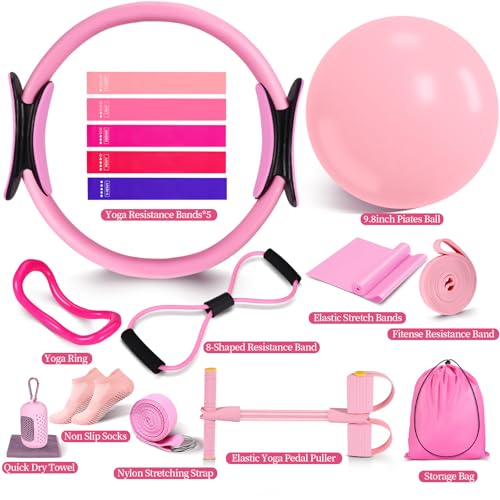 Pilates Essentials Kit for Women 15 Pcs Pilates Set for Home Workouts