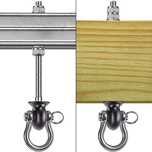 Dolibest Set of 2 Permanent Antirust Stainless Steel 304 Heavy Duty Swing Hangers, 1800LB Capacity, Wood and Steel Beam Yoga Hammock Chair Punching Bag Porch Swing Sets,180° Swing, 7.67‘’ - color: Silver 7.67'' 2 Pack