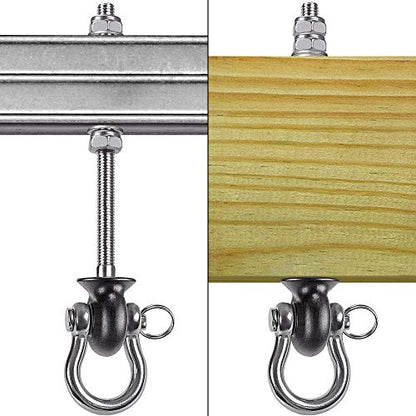 Dolibest Set of 2 Permanent Antirust Stainless Steel 304 Heavy Duty Swing Hangers, 1800LB Capacity, Wood and Steel Beam Yoga Hammock Chair Punching Bag Porch Swing Sets,180° Swing, 7.67‘’ - color: Silver 7.67'' 2 Pack