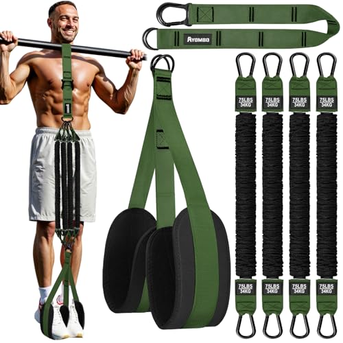 Ayombo Pull Up Assistance Bands, Resistance Bands for Pull Up Bar Workout, Adjustable Heavy Duty Pull Up Assist Equipment with 4 Assistance Bands, Home Gym Fitness Exercise Strength Training - color: Green