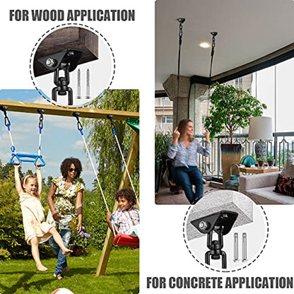 Hammock Hanging Kit,Hanging Chair Hardware 360°Rotating 1000 lb Capacity Hammock Hooks Heavy Duty,Hammock Chair Hanging Kit & Swing Ceiling Hook Snap for Hammock Chair Stand,Seat, Tree,Yoga,Gym(Black)
