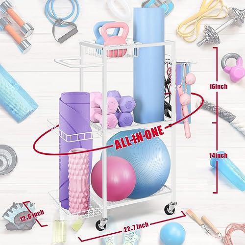 Yoga Mat Storage Rack, Home Gym Storage, Workout Equipment Storage Rack - color: 화이트.
