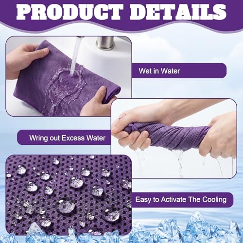Honoson 30 Pack Cooling Towels for Neck and Face, 27 x 16 in, Purple - color: Purple