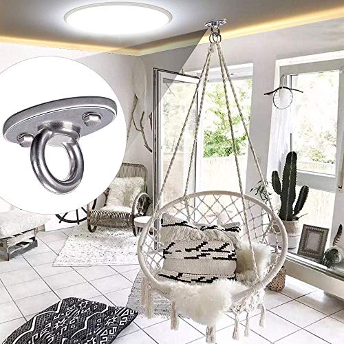 SELEWARE Wall Ceiling Mount Bracket for Suspension Strap Battle Rope Anchor | Stainless Steel Swing Hanger for Aerial Yoga Swing Hammock Chair Resistance Band Gymnastic Rings Heavy Bag 2800 LB Capacity - color: Ceiling Mount (1 Pack)