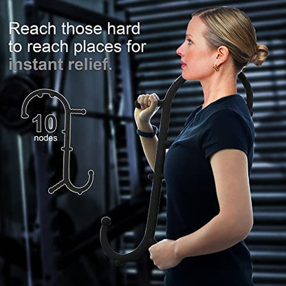 Shrdaepe Massage Trigger Point Cane, Muscle Release Tool Self Massage Hook Cane, Handheld Back, Neck, Shoulder, Leg and Feet Massager Rod, Body Deep Tissue Gifts for Men & Women, Black - color: Black