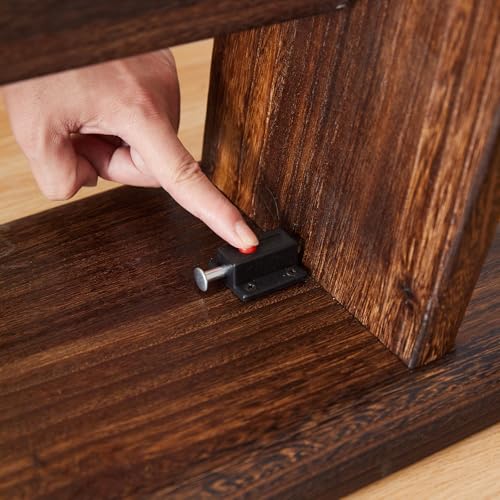 Farmhouse Skinny Narrow Entryway Bench, Rustic Dark Brown Wood | Multi‑purpose slim noodle accent bench for entryway, hallway, mudroom, bedroom, farmhouse rustic seating for compact spaces