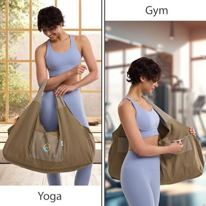 JoYnWell Yoga Bags and Carriers Fits All Your Stuff, Extra Large Yoga Mat Bag Full Zip Yoga Mat Bag with 3 Zipper pockets - color: Pickle-Khaki