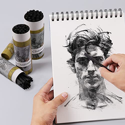Willow Charcoal Sticks, Natural Willow Charcoal for Artists, Beginners, or Students of All Skill Levels, Great for Sketching, Drawing, and Shading, Approx 7-9mm in Diameter, Pack of 25