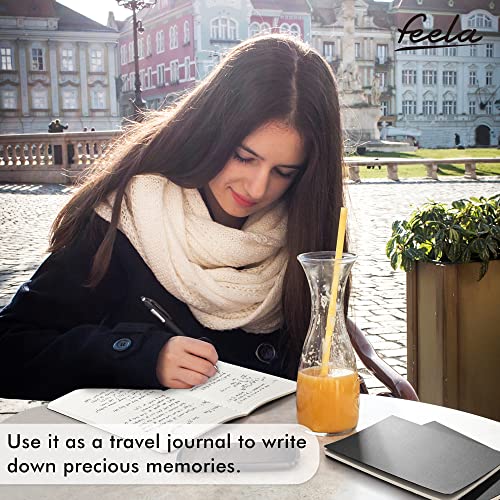 feela 36 Pack Soft Cover Journal Bulk, Lined Blank Travel Journal for Women Men Writing, Notebooks College Ruled for Work, Note Taking Notebook School Business Supplies, 8.2” x 5.5”, A5, Black - color: 36 Black