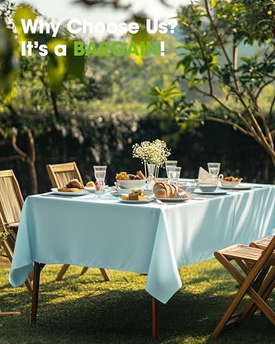 Pureegg Plastic Table Cloth Disposable 8 Pack 54 x 108 Inch, Light Blue | Easter Party, Wedding, Picnic, Leakproof & Sturdy, Light Blue, Tablecloth - color: Light Blue, size: 54" X 108" Rectangle