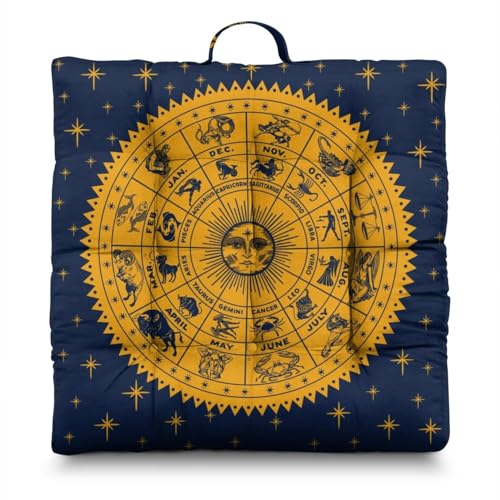 Meditation Cushion, Floor Pillows for Sitting, Meditation Pillow for Tatami Living Room, Yoga Sitting, Floor Pillow in Home & Outdoor, Memory Foam Added, 22x22 Inch - color: Astrology, size: Square