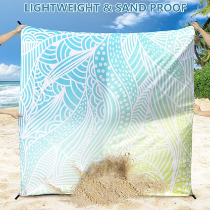 Beach Blanket Waterproof Sandproof Quick Drying Beach Mat Extra Large - size: 79" X 83"