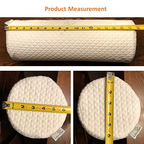 Comfort Memory Foam Neck Roll and Cervical Bolster Round Pillow with Removable Washable Soft Cover for Spine and Neck Back Lumbar Leg Vertebra Support (18x6 inch Pillow) - size: 18"x6" Pillow