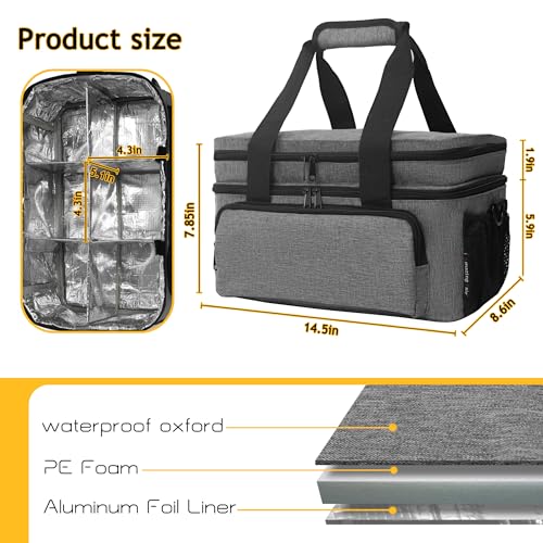 Acrylic Paint Organizer Bag, Holds 54 (2 oz) Bottles | Art Supply Storage Case with Handle and Shoulder Strap, Durable Fabric, Brush Pocket, Palette Board, Grey