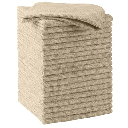 HOMEXCEL Microfiber Cleaning Cloth 20 PK, Towels for Cars and Shop, Brown - color: Brown
