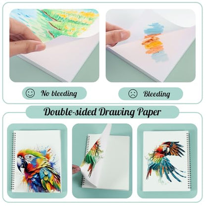 Marker Paper Pad 7.6 × 10 in, 30 Sheets, 200gsm, Double-Sided | Bleedproof Acid-Free Paper, Spiral Bound, Tear-Out Pages, Smooth for Alcohol Markers, Pens, Acrylics And Sketching - size: 7.6×10 Inch (1 pack)
