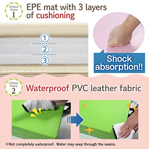 KaRaDaStyle Gymnastics Mat Folding Stretch Mats 75"x31"x1.2" Exercise Muscle Training Children Play Horizontal Bar Mat Yoga Sports Soundproof Home Use - color: Beige/5-fold