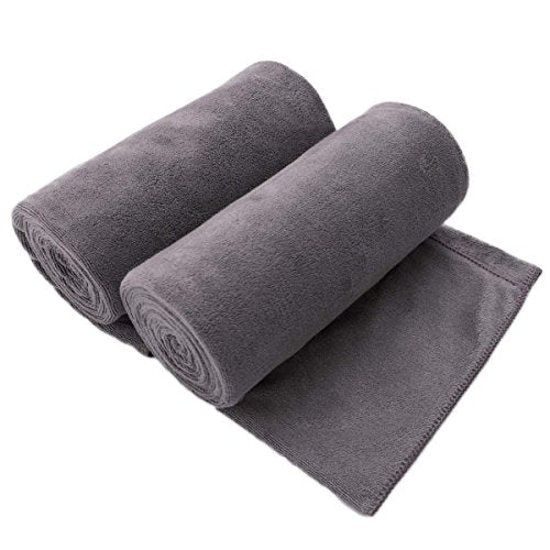 JML Microfiber Bath Towel with Hanging Loop, 2 Pack, 30" x 60", Grey - color: - Grey, size: 2 Pack (30 in x 60 in)