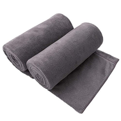 JML Microfiber Bath Towel with Hanging Loop, 2 Pack, 30" x 60", Grey - color: - Grey, size: 2 Pack (30 in x 60 in)