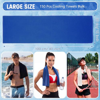 Hosuly 150 Pack Cooling Towels Bulk 40 x 12 Inch Large Chilly Breathable Sweat Sports Cold Towels Sublimation Microfiber Ice Neck Rag for Hot Weather Workout Gym Team Gift (Dark Blue,Black,White) - color: Dark Blue,black,white