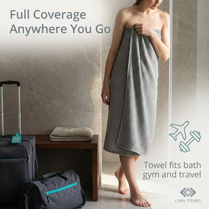 100% Linen Bath Towel 30x60-inch Waffle Weave Black-Natural Thin Quick Dry - color: Black Natural, size: Bath Towel