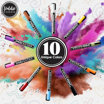 Loddie Doddie Liquid Chalk Markers, Window Markers, Earth Tones, 10 Pack | Flip from Fine to Broad Lines, For Classroom Displays & Home Offices, On Windows, Mirrors & Car Glass, Erasable Glass Markers - size: 1 Count (Pack of 10)