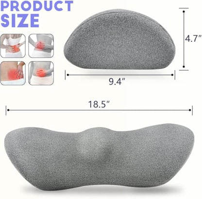 kasney Lumbar Support Pillow for Office Chair, Dark Gray | Back Pillow for Low Back Pain Relief, Ergonomic Streamline Car Seat, Office Chair, Recliner and Bed - color: Dark Gray