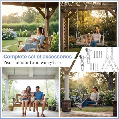 Heavy Duty Porch Swing Hanging Kit with Y-Chain & 360° Swivel Hangers 1500Lbs Capacity, Rustproof Zinc-Plated Chains 304 Stainless Steel Mount Hooks, Indoor/Outdoor Hammock Hardware(Silver) - color: Silver
