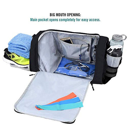 Ultimate Gym Bag 2.0: The Durable Crowdsource Designed Duffel Bag with 10 Optimal Compartments Including Water Resistant Pouch - color: Black, size: Small (15")