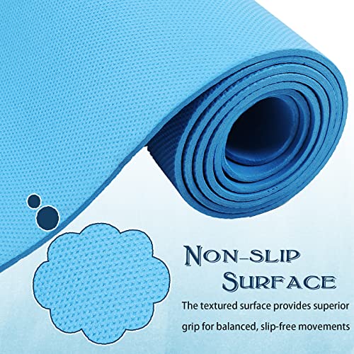LEIFIDE 10 Pack Yoga Mat Bulk 68'' x 24'' x 4mm Thick Yoga Mat - color: Blue