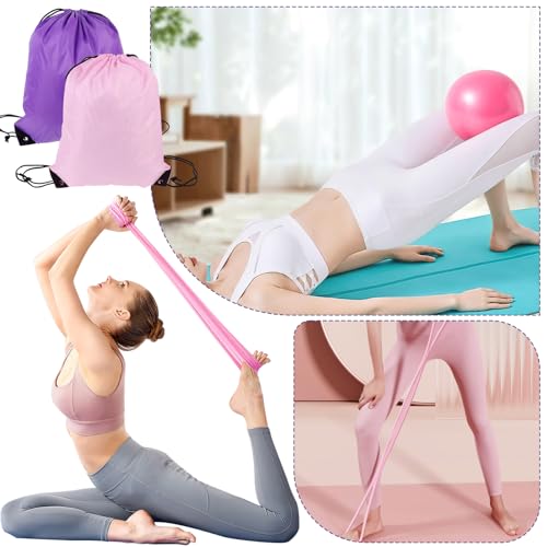 21 Pcs Pilates Ring Circle Set for Women, Includes 9.8 in Ball Yoga, Ring Stretching, Strap Bands, Non Slip Socks, Back Bags for Workout, Commonly Used for Yoga, Pilates, Stretching, Fitness