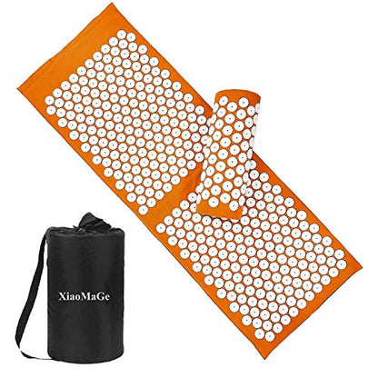 XiaoMaGe 47" Acupressure Mat and Pillow Set with Carry Bag (Orange) - color: Orange-large