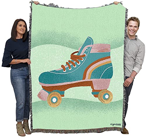 Pure Country Weavers Roller Skate Blanket by Kyra Brown - Gift Tapestry Throw Woven from Cotton - Made in the USA (72x54) - color: Roller Skate