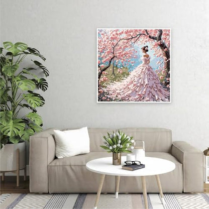 Paint by Numbers Kit for Adults Beginner, Cherry Blossom Beauty 16x20 In | Paint by Number for Beginner,Adult Paint by Number,HD Color Canvas,DIY Tool Kits,Stress Relief Craft,Great Gift,Without Frame - color: MT6269