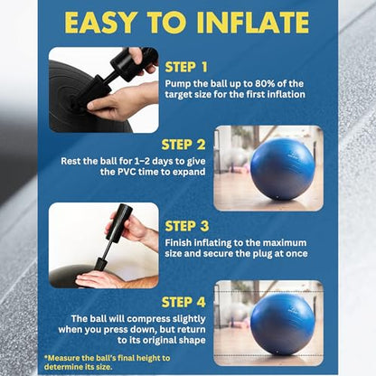 ProBody Pilates Yoga Ball - Gym Grade Exercise Ball - color: Black, size: XXL: 31-34 inches/78-85 cm