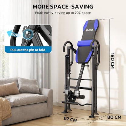 YOLEO Gravity Inversion Table for Back Pain Relief 2026 New Inversion Table | w/Lumbar Support, Easy to Assemble, Back Stretcher Machine 300 lbs - color: Grayish Blue