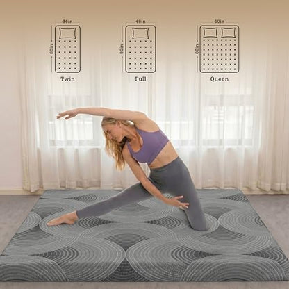 Japanese Floor Mattress,3.5"Thicken Futon Mattress Tatami Mat Queen - color: Ma1-grey Geometric, size: Queen (80" X 60")