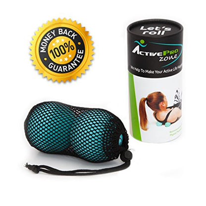 Therapy Massage Ball - Instant Muscle Pain Relief. Proven Effective for Myofascial Release, Deep Tissue Pressure, Yoga & Trigger Point Treatments. Set - 2 Extra Firm Balls W/Mesh Bag. - color: 2 Balls - Size 2.75in - Turquoise
