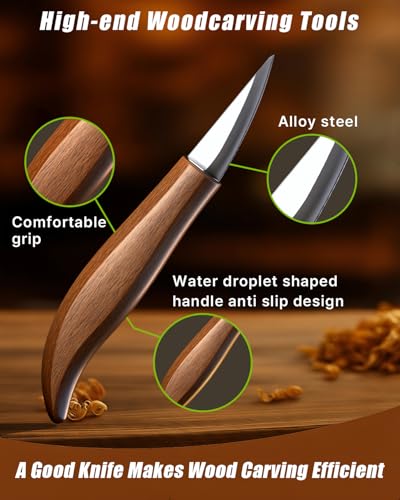 Wood Carving Hobby Kit for Adults & Teens, Beginner Whittling Craft Set | Comfort Bird Project, First-Time Practice, Step-by-Step Guide, Sharpening Tools, Finishing Supplies, Gift for Hobbyists - color: Brown(Bird Carving Kit)