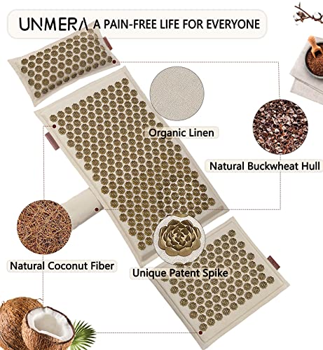 UNMERA Acupressure Mat and Pillow Set,Natural Linen & Coconut Fiber Filling - color: Linen Original