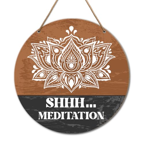 Meditation Room Sign Wall Decor, Meditation Decor for Home Living Room Bedroom, Yoga Studio Spiritual Room Zen Den Hanging Sign Decoration, Gifts for Women Yoga Instructor Lover - color: A