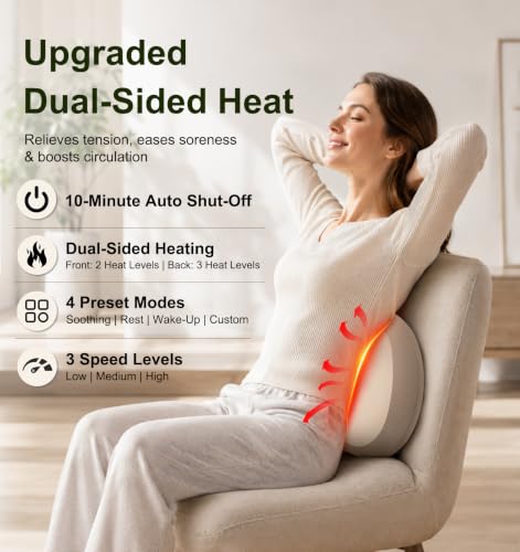 LOFTILLA Smart Lower Back Massager, Dual-Sided Heat & App Control | 3-in-1 Shiatsu Neck & Shoulder Massager for Pain Relief, Muscle Relaxation, Lumbar Support Pillow, Versatile Multi-Area Use
