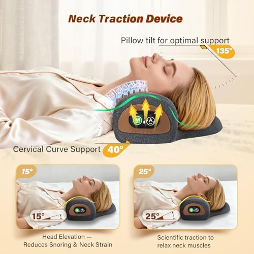 Rechargeable 3-in-1 Neck Massager Pillow with Heat,Vibration & Air Traction
