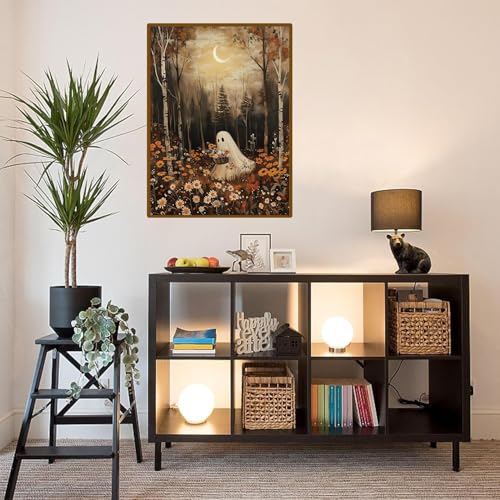 DAZZLEDOTS Halloween Ghost Diamond Painting Kit for Adult Round Diamond Art | for Adults 5D Full Drill Round Gem Art Diamond Dots for Home Wall Decor Gifts 12x16inch - color: DT026