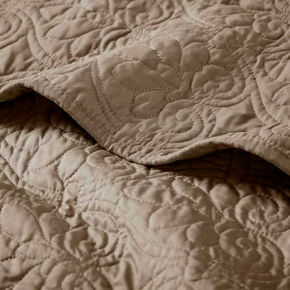 Madison Park Damask Quilting Design Throw Blanket, 60"x70" - color: Khaki, size: 60"x70"