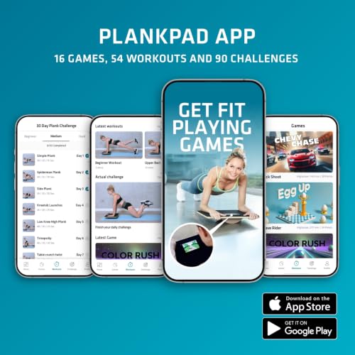 Plankpad PRO Get fit Playing Games & Workouts; Plank & Balance Board with free iOS/Android App & 10 Games; Dynamic Abs & Core Fitness Training; Only 3 Minutes a Day.