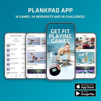 Plankpad PRO Get fit Playing Games & Workouts; Plank & Balance Board with free iOS/Android App & 10 Games; Dynamic Abs & Core Fitness Training; Only 3 Minutes a Day.