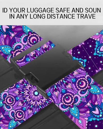 Luggage Straps for Suitcases, Adjustable Travel Belt, Durable Wide Luggage Strap, Cute Suitcase Strap Identifiers with Buckle, Bag Straps for Luggage, Luxury Purple Mandala - color: Luxury Purple Mandala