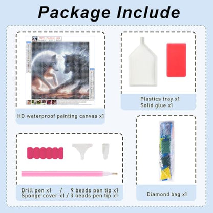 FHBUBPUP Wolf Diamond Art Kits for Adults, Diamond Painting Kits for Beginners - DIY Full Drill Round Dot Gem Art, Craft Gift Suitable for Home Wall Decoration 12×12Inch