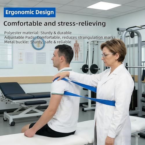 Mobilization Belt with Adjustable Thick Cushioning Pad – Ideal for Physical Therapy, Rehabilitation, Stretching & Mobility Training – Durable Traction Equipment for Therapists and Home Use (White) - color: White